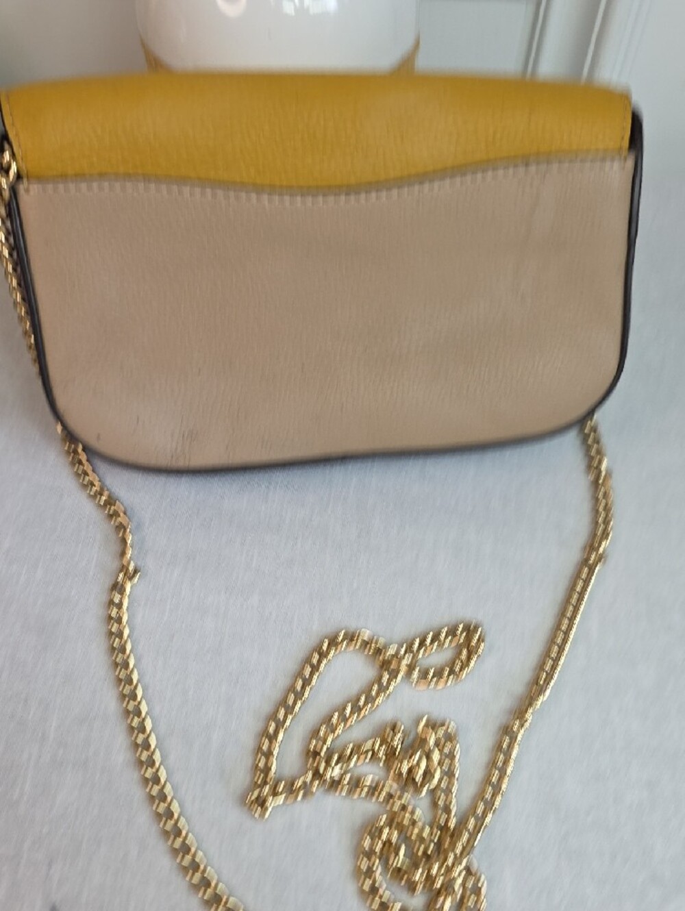 Coach Kleo Colorblock Pebbled Leather Crossbody in Yellow, Beige & Purple - Picture 7 of 8